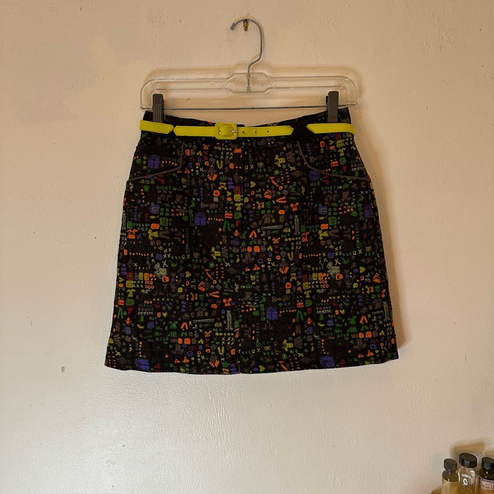 Vintage 90’s Dorothy Schoelen The Silver Connection Mini Skirt with Neon accents